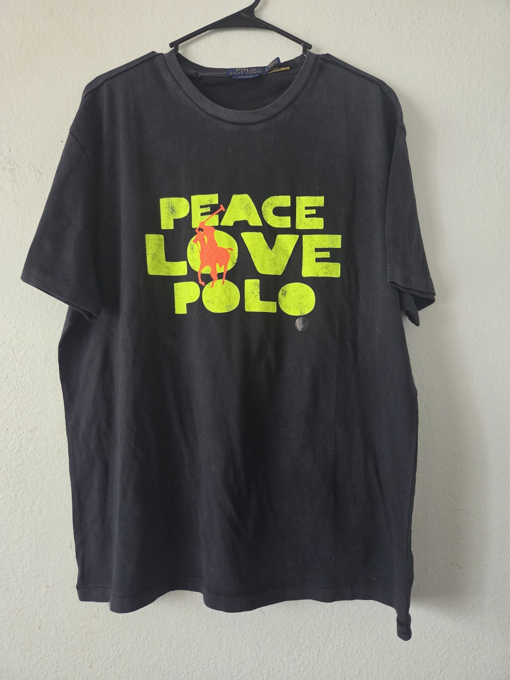 Polo by Ralph Lauren 'Peace Love Polo' Graphic Tee - Black/Neon Large